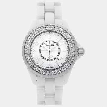 Chanel White Ceramic J12 H0967 Quartz Women's Wristwatch 33 mm