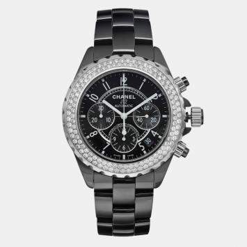 Chanel Black Diamond Ceramic J12 H1009 Automatic Men's Wristwatch 41 mm