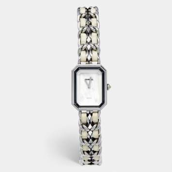 Chanel Mother of Pearl Stainless Steel Leather Premiere H1639 Women's Wristwatch 20mm 