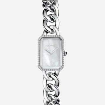 Chanel White MOP Diamond Stainless Steel Premiere H3253 Quartz Women's Wristwatch 16 mm