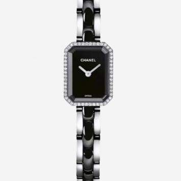 Chanel Black Diamond Stainless Steel Premiere H2163 Quartz Women's Wristwatch 15 mm
