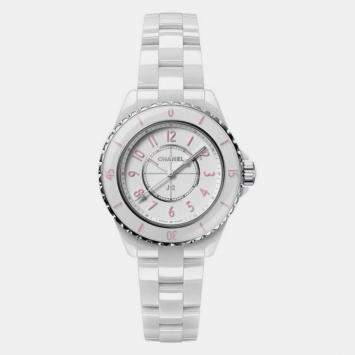 Chanel White Ceramic J12 H6755 Quartz Women's Wristwatch 33mm