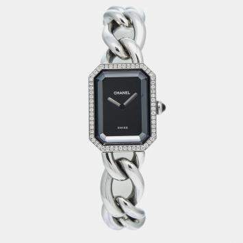 Chanel Black Stainless Steel Premiere H7021 Quartz Women's Wristwatch 20mm