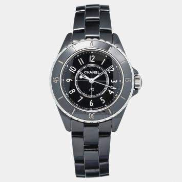 Chanel Black Ceramic J12 H5695 Quartz Women's Wristwatch 33mm
