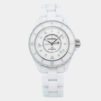 Chanel White Ceramic J12 H1629 Automatic Women's Wristwatch 38mm