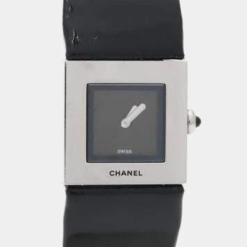 Pre Owned Chanel Matelasse Quartz Black Women's Wristwatch 19 mm