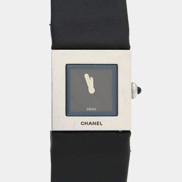Pre Owned Chanel Matelasse Quartz Black Stainless Steel Women's Wristwatch 19 mm
