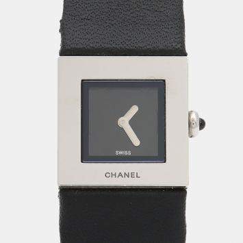 Pre Owned Chanel Matelasse Quartz Black Stainless Steel Women's Wristwatch 19 mm