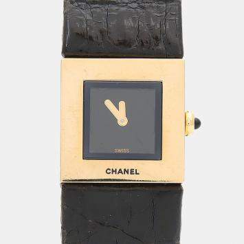 Pre Owned Chanel Matelasse Quartz Yellow Gold Women's Wristwatch 19 mm