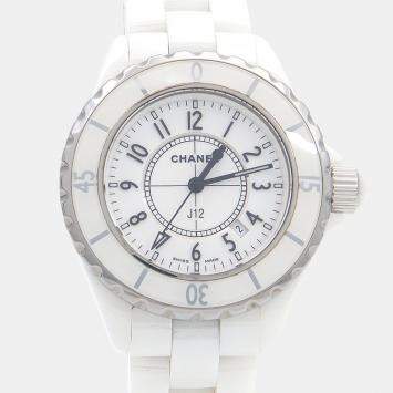 Pre Owned Chanel J12 Quartz Ceramic Stainless Steel Women's Wristwatch 34 mm