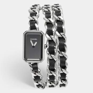 Pre Owned Chanel Premiere H3749 Black Dial Stainless Steel Leather Women's Wristwatch 16 mm