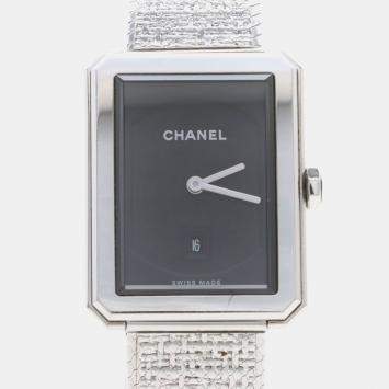 Pre Owned Chanel Boy-Friend H4878 Black Stainless Steel Quartz Women's Watches 26.7 mm