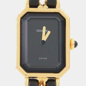 مملوكة مسبقًا Chanel Premiere H0001 Black Yellow Gold Plated, Stainless Steel Quartz Women's Watches 20x26mm
