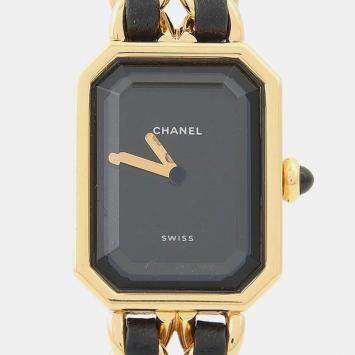 Pre Owned Chanel Premiere H0001 Black Yellow Gold Plated, Stainless Steel Quartz Women's Watches 20x26mm