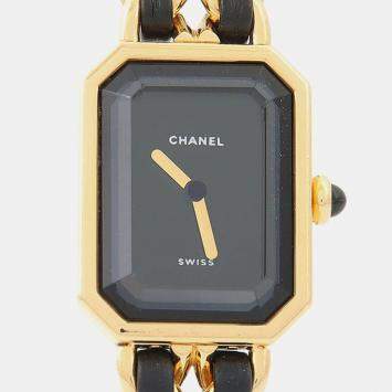 Pre Owned Chanel Premiere H0001 Black Yellow Gold Plated, Stainless Steel Quartz Women's Watches 20x26mm