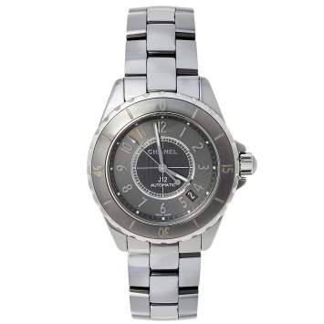 Pre Owned Chanel Grey Titanium & Ceramic J12 H2979 Automatic Women's Wristwatch 38 mm