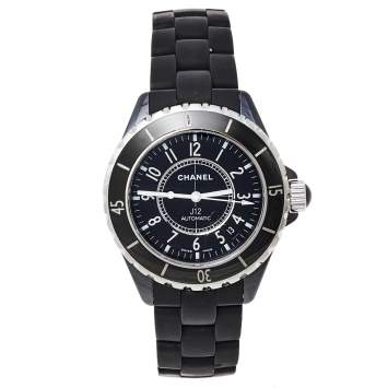 Pre Owned Chanel Black Ceramic Rubber J12 Women's Wristwatch 38 mm