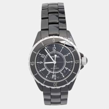 Pre Owned Chanel Black Ceramic Stainless Steel J12 H0685 Unisex Wristwatch 38 mm