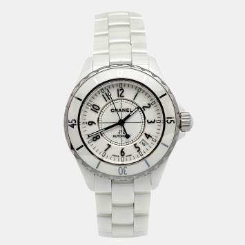 Pre Owned Chanel White Ceramic Stainless Steel J12 H0970 Women's Wristwatch 38 mm