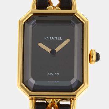 Pre Owned Chanel Black Yellow Gold Plated And Stainless Steel Premiere H0001 Quartz Women's Wristwatch 20 mm