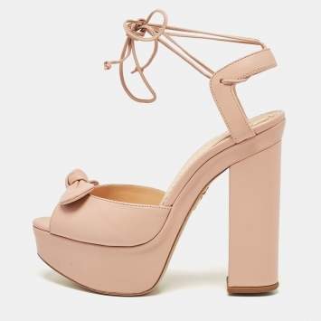 مملوكة مسبقًا Charlotte Olympia Pink Leather Austin Platform Sandals Size 37