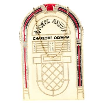 Pre Owned Charlotte Olympia Cream Patent Leather Chain Clutch