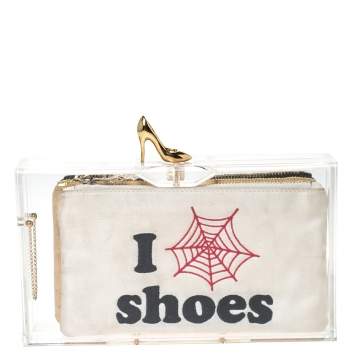 Pre Owned Charlotte Olympia Clear Perspex Pandora Classic Box Clutch