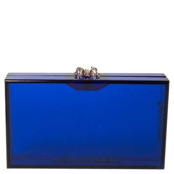 Pre Owned Charlotte Olympia Blue Perspex Pandora Classic Box Clutch