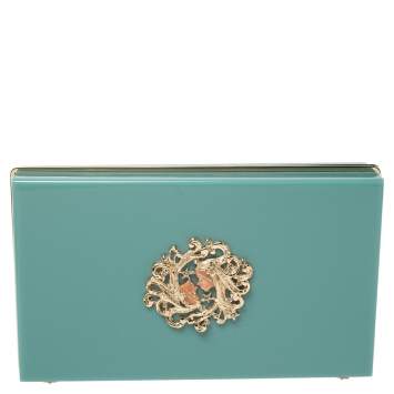 Pre Owned Charlotte Olympia Sea Green Zodiac Pandora Gemini Clutch