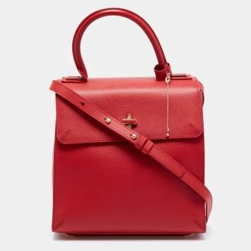 Pre Owned Charlotte Olympia Red Leather Bogart Top Handle Bag