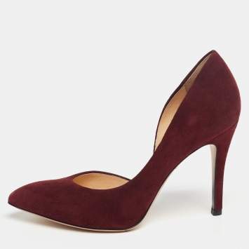 Pre Owned Charlotte Olympia Burgundy Suede D'orsay Pumps Size 36.5