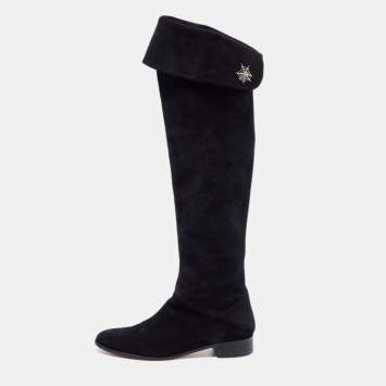 Pre Owned Charlotte Olympia Black Suede Knee Length  Boots Size 37
