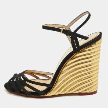 Pre Owned Charlotte Olympia Black Sandals Ankle Strap Sandals Size 40