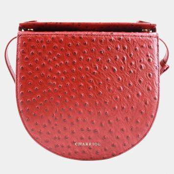 Pre Owned Charriol Bordeaux Leather Passion Ostrich Crossbody bag