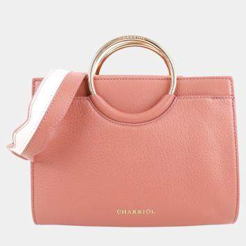 Pre Owned Charriol Light Brown/Off White Leather Forever Handbag