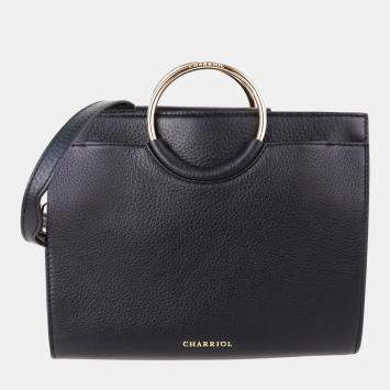 Pre Owned Charriol Black/Light Brown Leather Forever Handbag