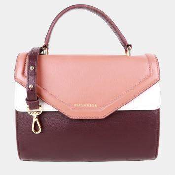 Pre Owned Charriol Chocolate/Off White Leather Forever Handbag