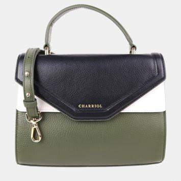 Pre Owned Charriol Military/Off White Leather Forever Handbag