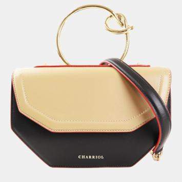 Pre Owned Charriol Black/Yellow Leather ZENITUDE Handbag