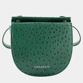 Pre Owned Charriol Green Leather Passion Ostrich Crossbody