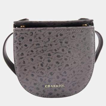 Pre Owned Charriol Grey Leather Passion Ostrich Crossbody