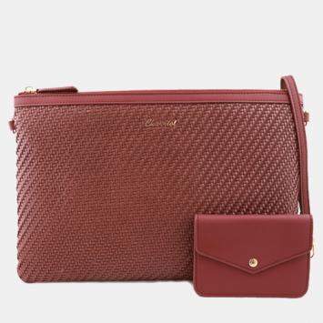 Pre Owned Charriol Burgundy Leather Christina Pouches