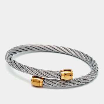 Pre Owned Charriol Celtic Cable Gold Tone Stainless Steel Bracelet
