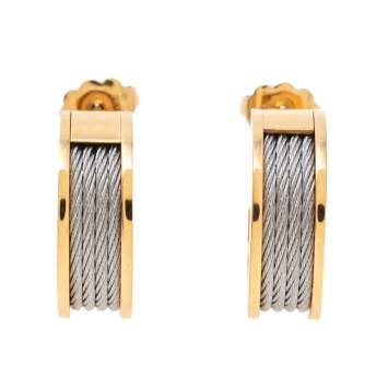 Pre Owned Charriol Forever Yellow Gold PVD Coated Cable Hoop Earrings