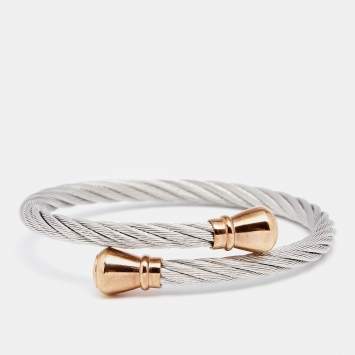 Pre Owned Charriol Celtic Bourse Stainless Steel Gold Tone Metal Bracelet