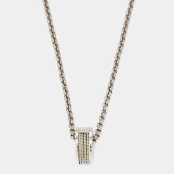 Pre Owned Charriol Silver Chain & Twisted Cable Ring Pendant Forever Necklace