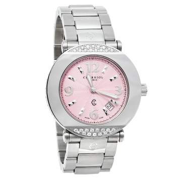 Pre Owned Charriol Pink Stainless Steel Diamonds Colvmbvs CCR38 Women's Wristwatch 38 mm