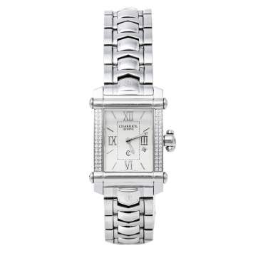 Pre Owned Charriol Silver Stainless Steel Diamonds Colvmbvs CCSTRH Women's Wristwatch 25 mm