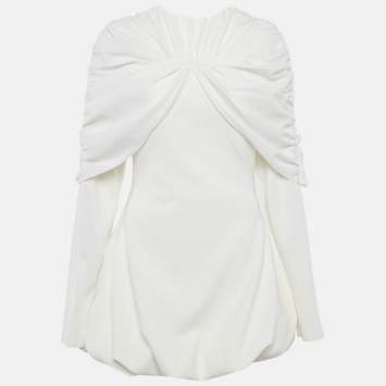 Pre Owned CHATS By C.Dam White Stretch Jersey Bubble Hem Mini Dress S