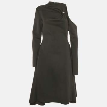 Pre Owned Chats By C.Dam Black Jersey Cut-Out Detail Midi Dress S